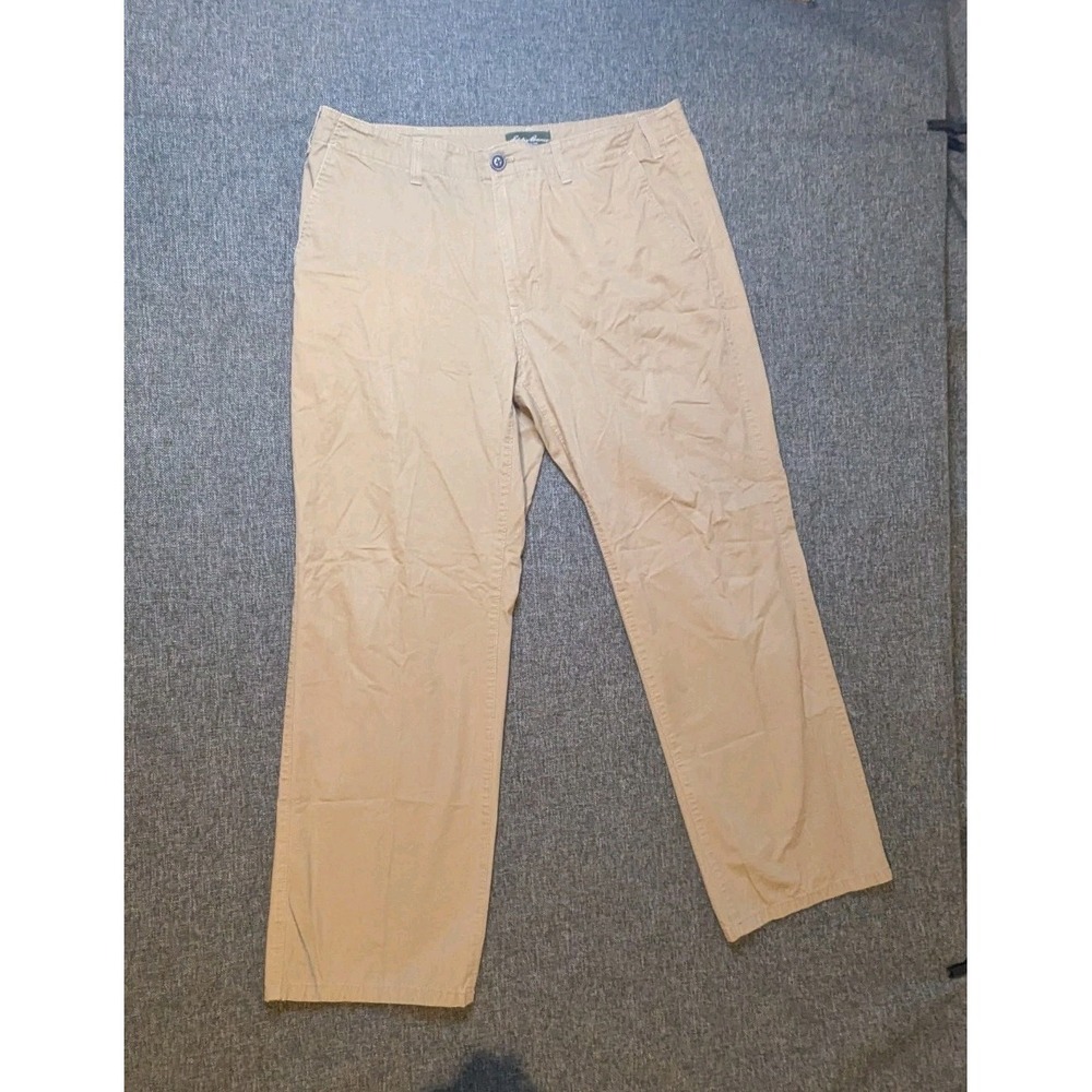 Eddie Bauer Brown Tan Khaki Chino Pants Straight Leg Fit Canvas Pants 36x32